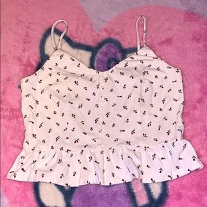 Cute girly Forever 21 rose frilly tank top